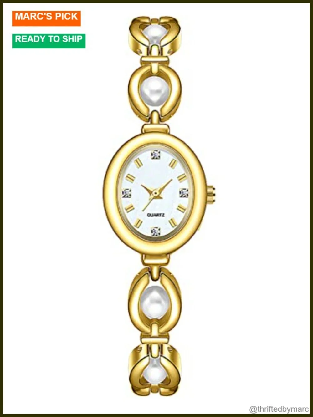 Elegant Pearl Dress Watch with Natural Pearls Quartz Movement Stainless Steel